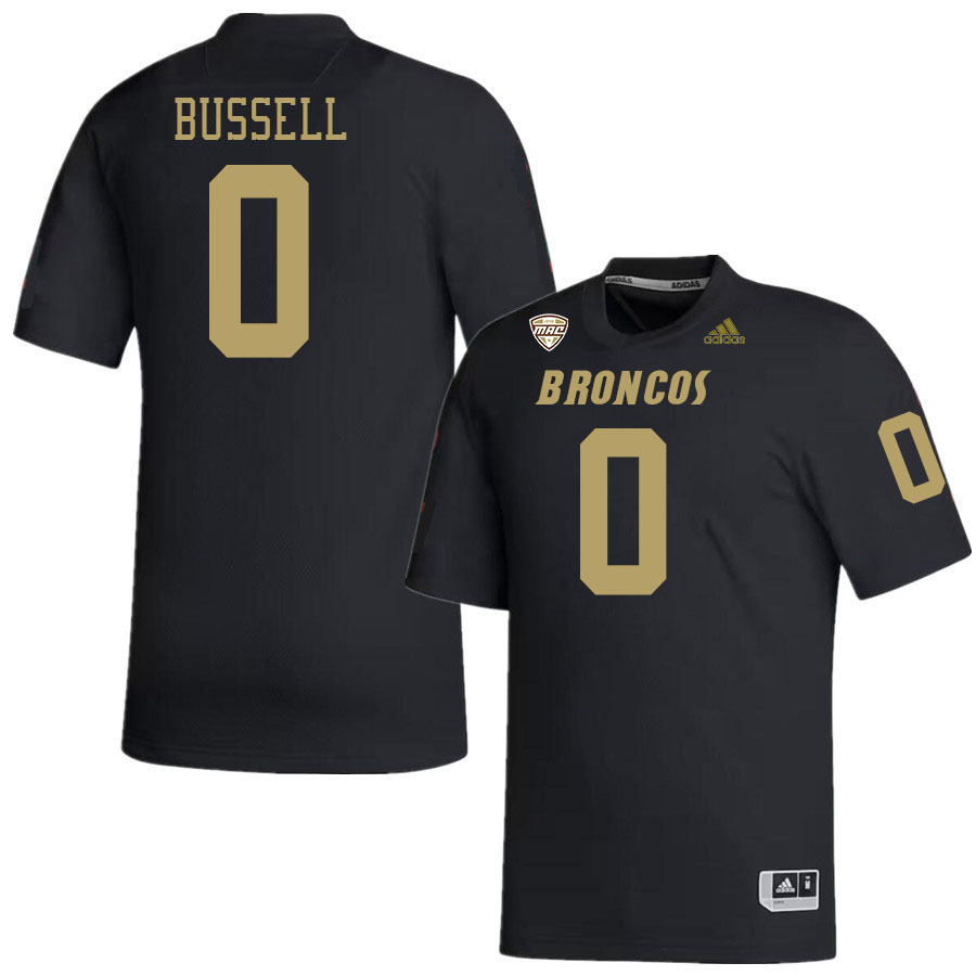 #0 DaShon Bussell Western Michigan Broncos College Football Jerseys Stitched-Black